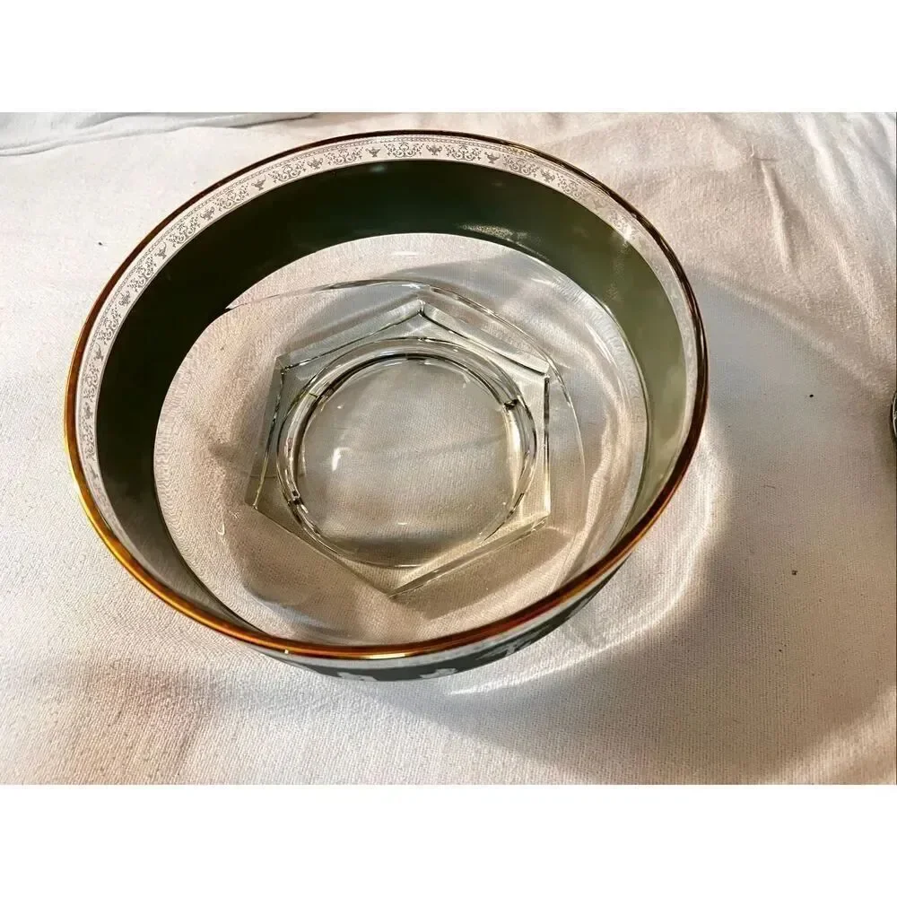Vintage Jeanette HELLENIC GREEN WEDGEWOOD GREEK Glass Bowl Set